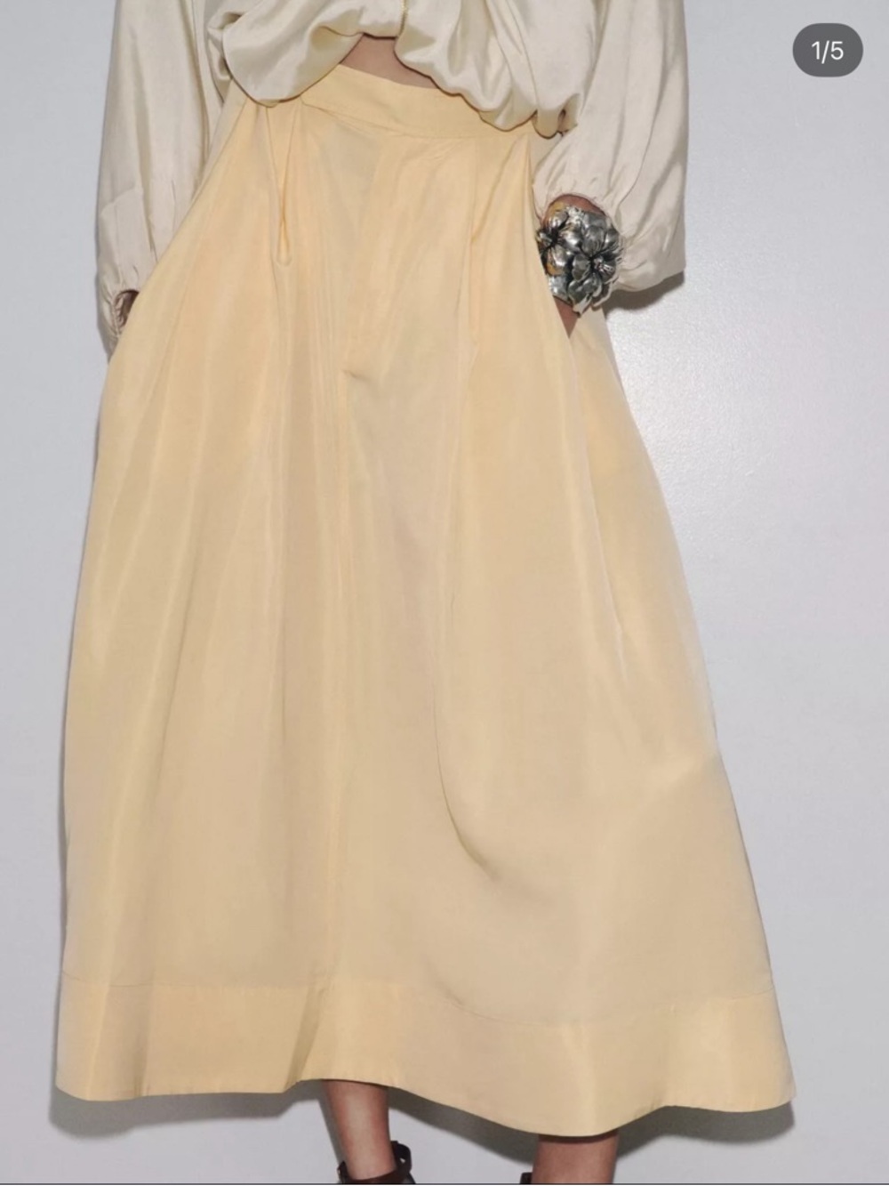 Zara Soft Yellow Midi Skirt